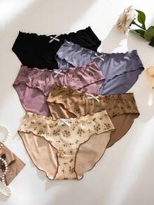 PetitDoll 5pcs/Pack Sweet Ditsy Floral Ruffle Trim Panties Set - Multicolor - View 3