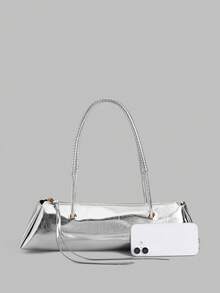 Ontre Women's Fashion Zipper Closure Daily Messenger Shoulder Bag - Silver - View 3