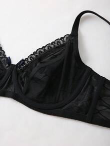 DesireSculpt Bộ 2 quần lót đen gợi cảm cỡ lớn dành cho nữ kèm áo ngực và quần lót nâng ngực có gọng - màu đen - Xem 8
