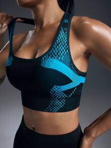 Powerista Women's Contrast Color Everyday Fitness Sports Bra High Impact Running Bra - Black - View 1