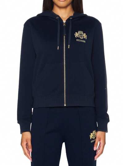 Tommy Hilfiger Varsity Women's Cropped Hoodie Dark Blue