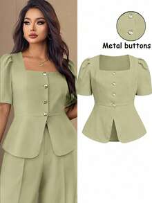 Auvina 大码女式优雅休闲/工作简约衬衫