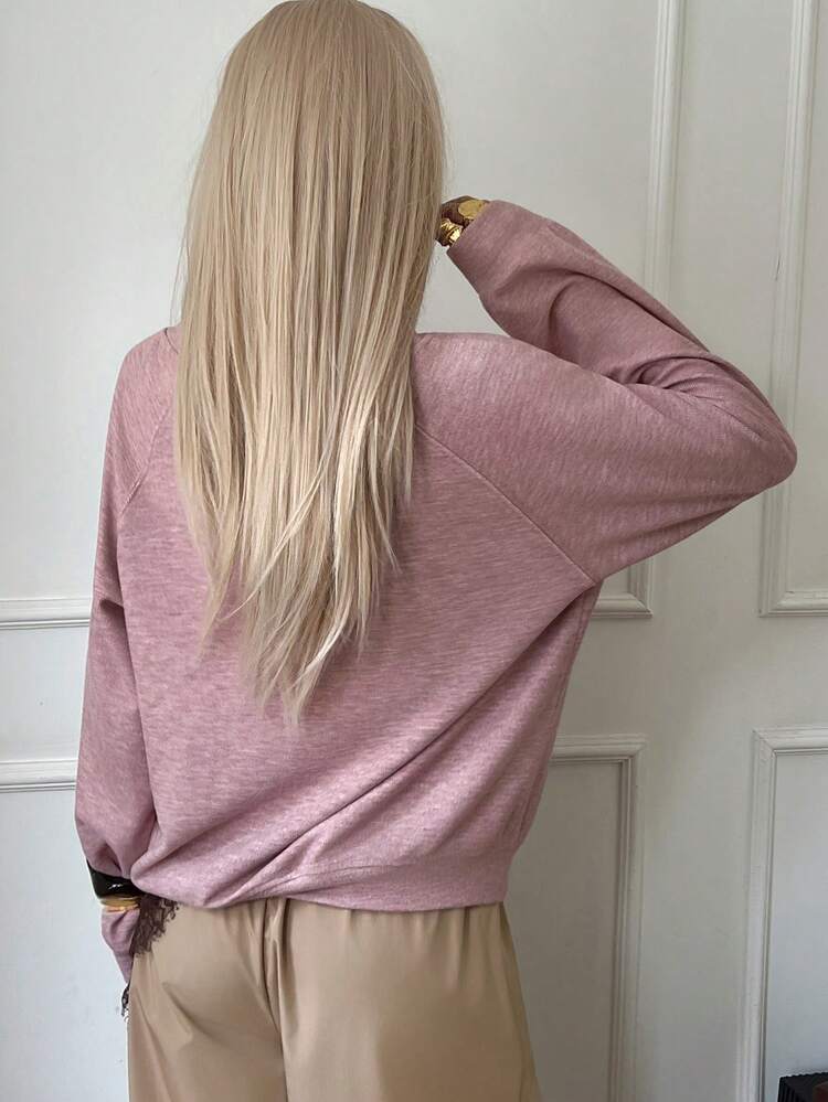 Casual V-Neck Loose Fit Comfortable Versatile Women Sweatshirt