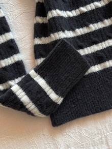 SHEIN Unity Contrast Color Vintage Striped Women Long Sleeve Sweater - Multicolor - View 4