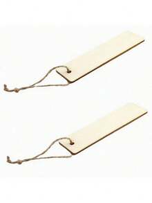 10/20/40/60pcs Wooden Blank Bookmarks, DIY Craft Rectangle Wood Hanging Tags With Rope, For Wedding, Birthday Party Decor, Rustic Holiday Book Page Markers - Multicolor - View 5