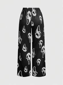 ROMWE Women's Gothic Skull Face Print Camisole And Pants Pajama Set - Black - View 6