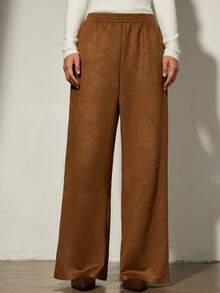 Aveloria Modichic Caramel High Waist Straight Leg Casual Loose Fit Pants - Coffee Brown - View 1