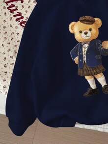 Attitoon 女士卡通熊印花长袖休闲卫衣，适合秋冬季穿着 - 彩色 - 查看 6