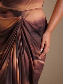 SHEIN BAE 大码女式多色针织印花宽松领连衣裙 - 彩色 - 查看 7