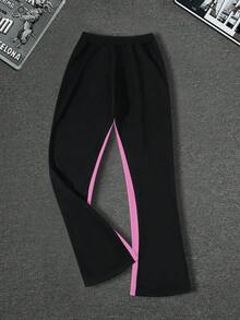 Manfinity EMRG 男士字母印花撞色抽绳腰休闲运动裤，Y2K健身裤 - 彩色 - 查看 2