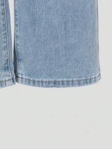 SHEIN ChillGRL Girls Y2K Vintage Washed Relaxed Straight Leg Jeans, Fashionable Casual Versatile - Light Wash - View 6