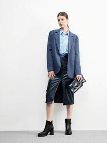 CUCCOO BIZCHIC Women's Buckle Design Fashion Daily Commute Versatile High Heel Mid-Calf Boots For Christmas - Black - View 6