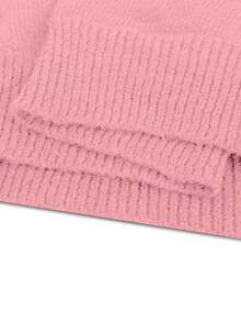 Franclia Women's Elegant High Neck Loose Cinched Waist Design Asymmetrical Hem Pullover Sweater, Winter Sweater For Women Pink Sweater Turtle Neck Women Pink Turtleneck Pink Clothes Women - Pink - View 7