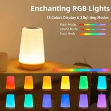 Lámpara de mesita de noche LED, control táctil de brillo regulable, recargable por USB tipo C con control remoto, luz nocturna, lámpara de escritorio inalámbrica con temporizador, para dormitorio y sala de estar - Multicolor - Ver 6
