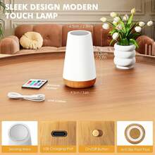 Lámpara de mesita de noche LED, control táctil de brillo regulable, recargable por USB tipo C con control remoto, luz nocturna, lámpara de escritorio inalámbrica con temporizador, para dormitorio y sala de estar - Multicolor - Ver 5