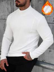 Manfinity CasualCool 男士舒适保暖加厚高领拼接长袖纯白T恤，冬季内搭，也可单穿，柔软舒适，可搭配西装或外套，休闲舒适，设计简洁干净，适合用餐、聚会、日常约会、日常办公穿着，自用或送礼皆宜。男士高领衫，男士半高领衫