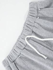 Teenagers' New Autumn Straight Loose Waist Drawstring Rivet Oblique Pocket Sports Casual Sweatpants,Unisex - Grey - View 3