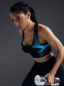 Powerista Women's Contrast Color Everyday Fitness Sports Bra High Impact Running Bra - Black - View 7