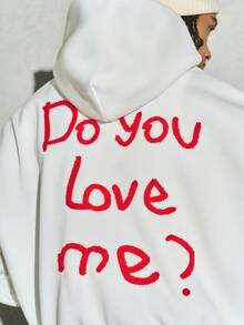 PAVTROS Manfinity Streetrush 男士街头风流行INS搭配。男士街头服饰，男士街头风流行趣味英文3D刺绣红色毛巾刺绣双层3D连帽衫，适合户外音乐节、日常出行、朋友聚会、送给男友/老公的礼物、周年纪念礼物，白色连帽衫，运动服，刺绣，保暖内衬，街头风，男友礼物 - 白色 - 查看 4