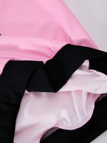 SHEIN ChillGRL 2件套青少年女孩V领字母印花连帽衫运动衫和工装裤休闲装 - 粉色 - 查看 7