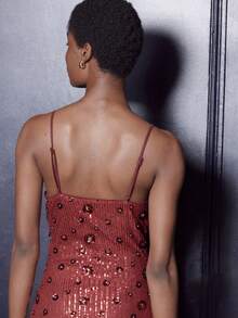 lacRébo Váy Maxi Sequin Đỏ Rượu Có Chi Tiết Khoét Phía Trước - Phong Cách Dạ Hội Và Tiệc Tùng - Màu Đỏ Sâu - Xem 8