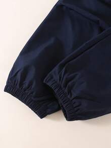 SHEIN Explorewe 女童休闲条纹卫衣和裤子套装，适合秋冬季日常休闲、上学、户外、运动 - 藍色 - 查看 6