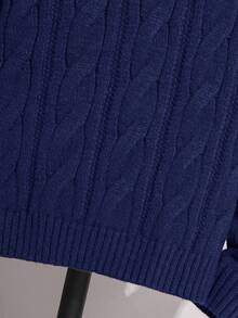 Tween-Jungen Lässig Einfarbiger Rollkragenpullover, Herbst/Winter - marineblau - Übersicht 5
