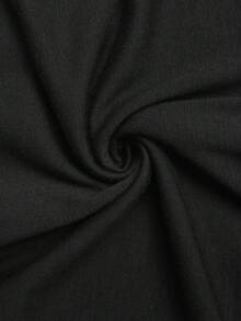 SHEIN Clasi 女士中国风3D花朵镂空领T恤，夏季 - 黑色 - 查看 5