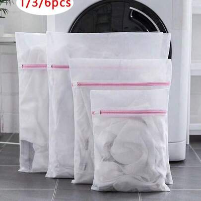 1/3/6 túi giặt chống biến dạng dùng trong gia đình đựng đồ lót, áo ngực và các loại quần áo khác; túi lưới chống rối đựng hành lý, quần áo, váy, quần, giày, quần jean, bốt, váy và áo đơn giản mùa xuân/hè.