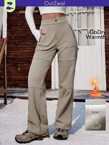 OutZeal AeroHeat Fleece Water Resistant Cargo Wide Leg Pants With Multiple Pockets - Grey - View 1