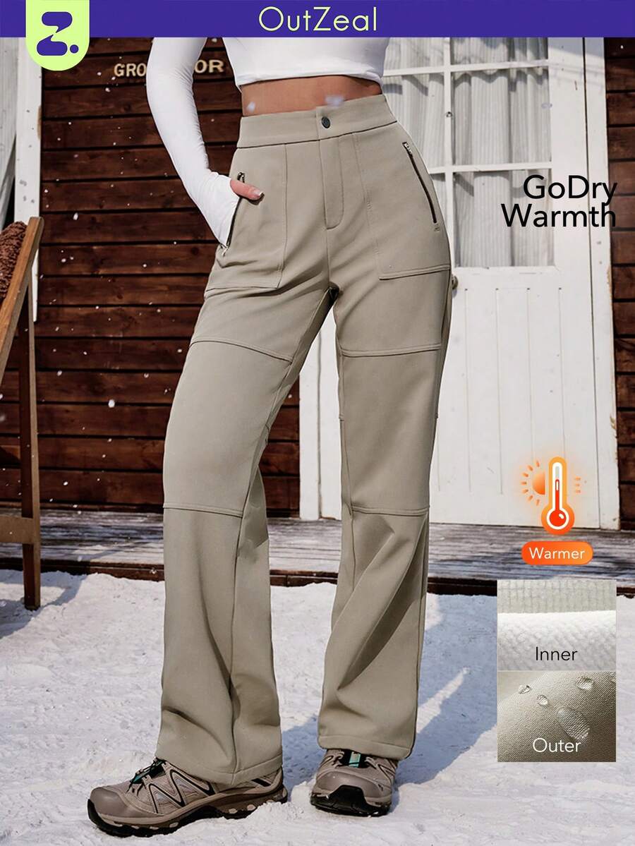 OutZeal AeroHeat Fleece Water Resistant Cargo Wide Leg Pants With Multiple Pockets - Grey - View 1