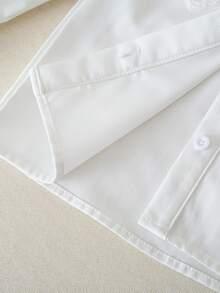 SHEIN Playful Pals 女童优雅刺绣荷叶边领公主长袖纽扣前襟休闲时尚公主衬衫，适合上学、度假、旅行、生日派对、春秋季穿着。 - 白色 - 查看 5