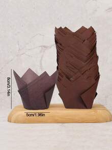 50pcs Tulip Cupcake Liners, Muffin Cups, Flambe Cups Disposable & High Temperature Resistant Baking Cups, Grease-Resistant Paper Tray Back To School - Multicolor - View 9