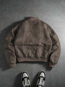 PAVTROS Manfinity Streetrush Men's Street-Style Popular INS Matching Men Jackets And Coats,Men's Young Street Gang Printed Baseball Jacket Bomber Jacket Padded Coat,Windbreaker/Outdoor Windbreaker,Streetwear,Winter Jacket,Warm Winter Outfits, Christmas Outfits,Boy Friend Gifts Mens Mocha Bomber Jacket Vintage Jacket Men Brown Jacket Racing Jacket - Brown - View 2