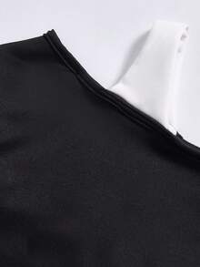 SHEIN ChillGRL 2pcs/Set Loose Casual Asymmetric Shoulder Strap Long Sleeve Printed Top Paired With Flared Jeans Pants Bow Design Outfit, Suitable For Daily, Commute, Casual, Vacation, Gathering With Friends, Street Style