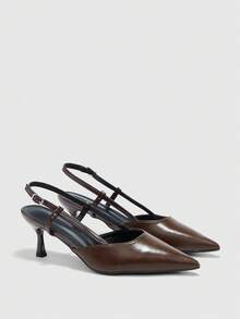 CUCCOO BIZCHIC Giày cao gót hở mũi mũi nhọn cho nữ, thiết kế thanh lịch - màu nâu - Xem 3