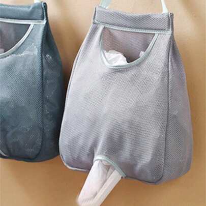 1个垃圾袋收纳袋，塑料袋壁挂袋，网状收纳袋，塑料袋支架，厨房