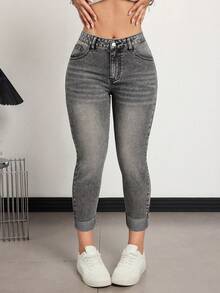 SHEIN Tall Women's Pocketed Skinny Casual Versatile Jeans