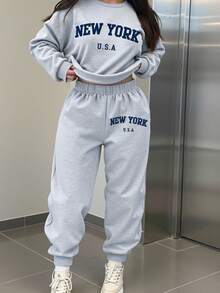 EMERY ROSE Plus Size 2 Pieces Set, Plus Size 2 Pieces Outfit For Going Out, Street Style Fall Cloth For Women