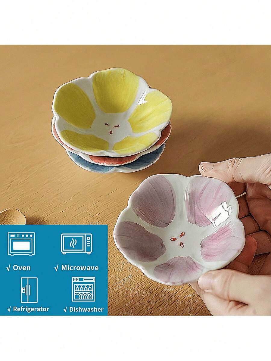 4 件套陶瓷花卉酱料碟,3.5 英寸,紫色、蓝色、黄色、红色,厨房餐具,适用于盛放蜂蜜、番茄酱、甜点、酱油、沙拉酱、蘸酱等,适合烧烤、露营、野餐、厨房、餐厅或派对使用,母亲节、婚礼、生日礼物,送给朋友、家人和爱人,毕业季佳品。 - 彩色 - 查看 1