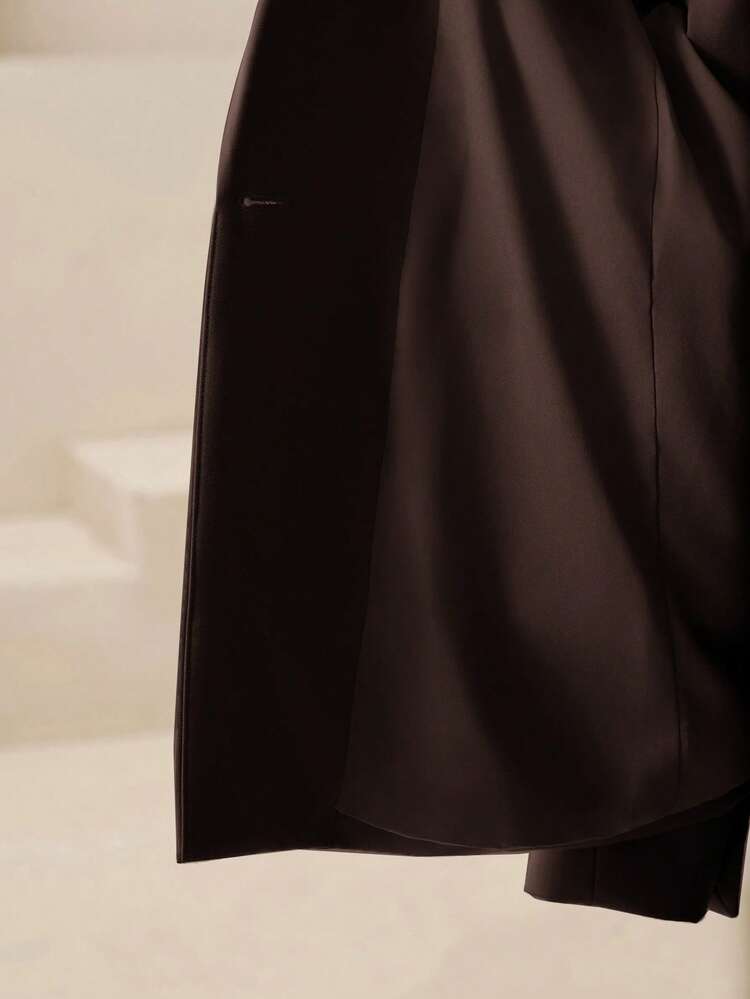 新作秋レディーススーツセット、ストライプ襟 非対称ボタンデザイン シェルディテール 長袖ブレザー + ハイウエスト ストレートレッグパンツ、教師の日に適しています