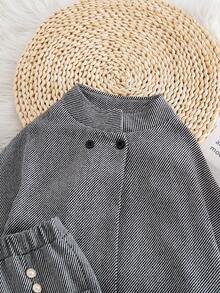 2 Stücke Mädchen Herbst/Winter Mode vielseitiges Set - Stehkragen Ärmellose Cape + Gerade Bein Lässig Hose - Schwarz und Weiss - Übersicht 5