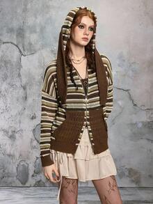 ROMWE EDITION Vintage Fairycore Rabbit Ear Cute Mischievous Women Sweater - Multicolor - View 4