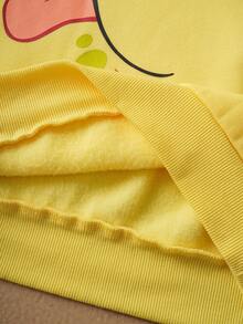 SpongeBob SquarePants | SHEIN Tween Boy Casual Cute Cartoon Print Yellow Sweatshirt Thermal Lined Warm Sweatshirt, Autumn/Winter