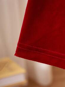 Sparklyn This Gorgeous Velvet Little Girls' Dress Features Elegant Bubble Sleeves, Delicate Pearl Embellishments, And A Flowing A-Line Silhouette-Perfect For Turning Your Little One Into A Charming Princess At Parties Or Special Occasions - Burgundy - View 6