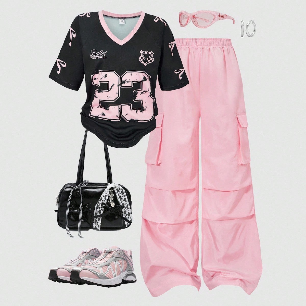 Set de 2 piezas de estilo estadounidense para niñas preadolescentes, con camiseta de manga corta con estampado gráfico y pantalón cargo