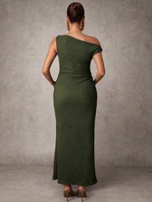 MaterniChic 孕妇休闲斜肩无袖长裙 - 軍綠色 - 查看 6