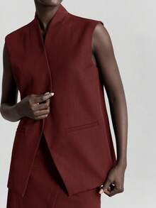 Ontre 2026春夏新款女士两件套，都市风抗皱深灰色西装套装（西装外套和半裙），适合早午餐、音乐节、优雅商务休闲夏季两件套、派对礼服。 - 棕色 - 查看 9