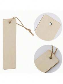 10/20/40/60pcs Wooden Blank Bookmarks, DIY Craft Rectangle Wood Hanging Tags With Rope, For Wedding, Birthday Party Decor, Rustic Holiday Book Page Markers - Multicolor - View 4