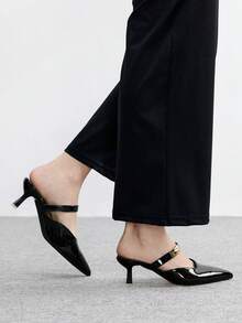 CUCCOO BIZCHIC 女士尖头水钻蝴蝶结细高跟鞋，优雅甜美性感时尚哥特式黑色绒面革套脚高跟鞋，适合正式场合、约会、派对、节日（万圣节、圣诞节、感恩节、情人节） - 黑色 - 查看 6